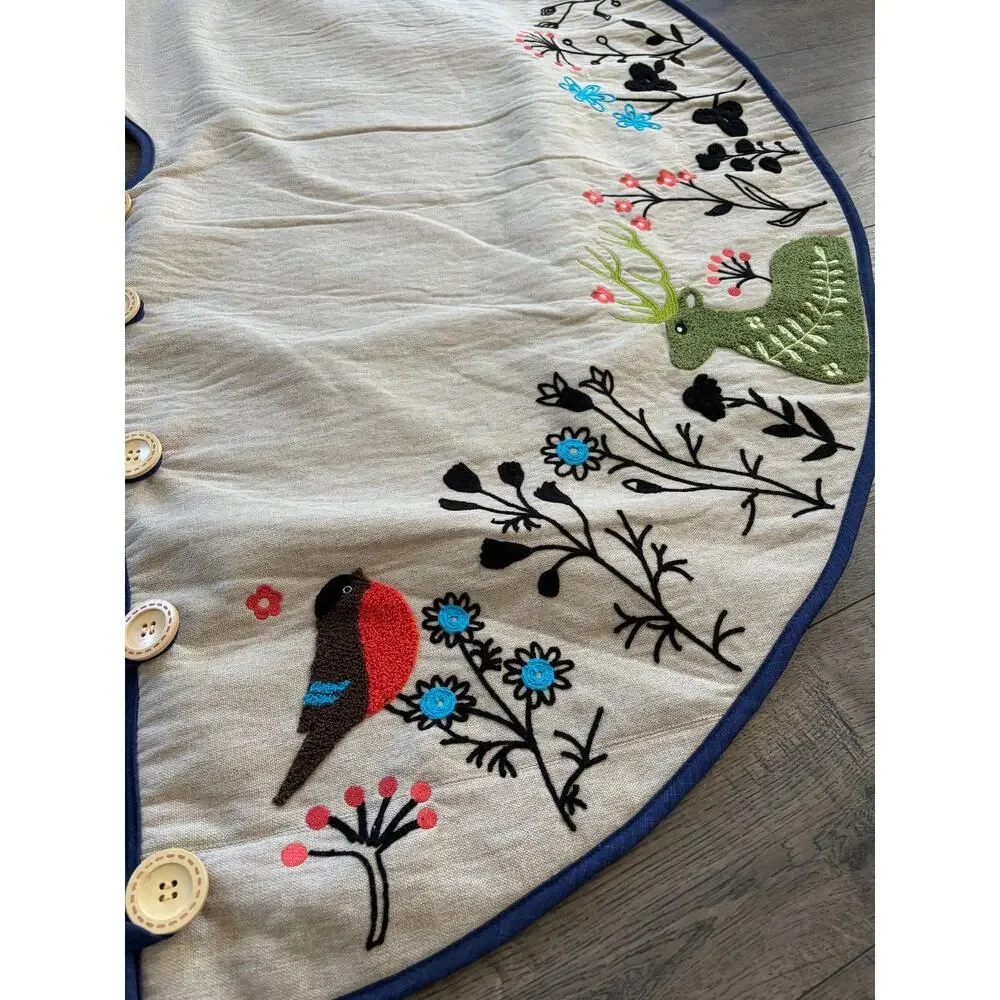 Woodland Creatures Embroidered Christmas Tree Skirt